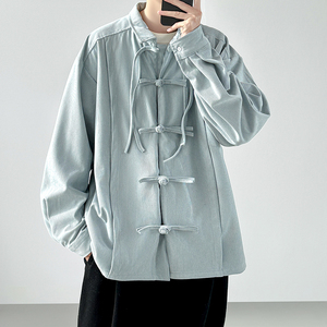 港风宽松汉服唐装打底风长袖衬衫 CS64-P60，男装T恤，星座1017