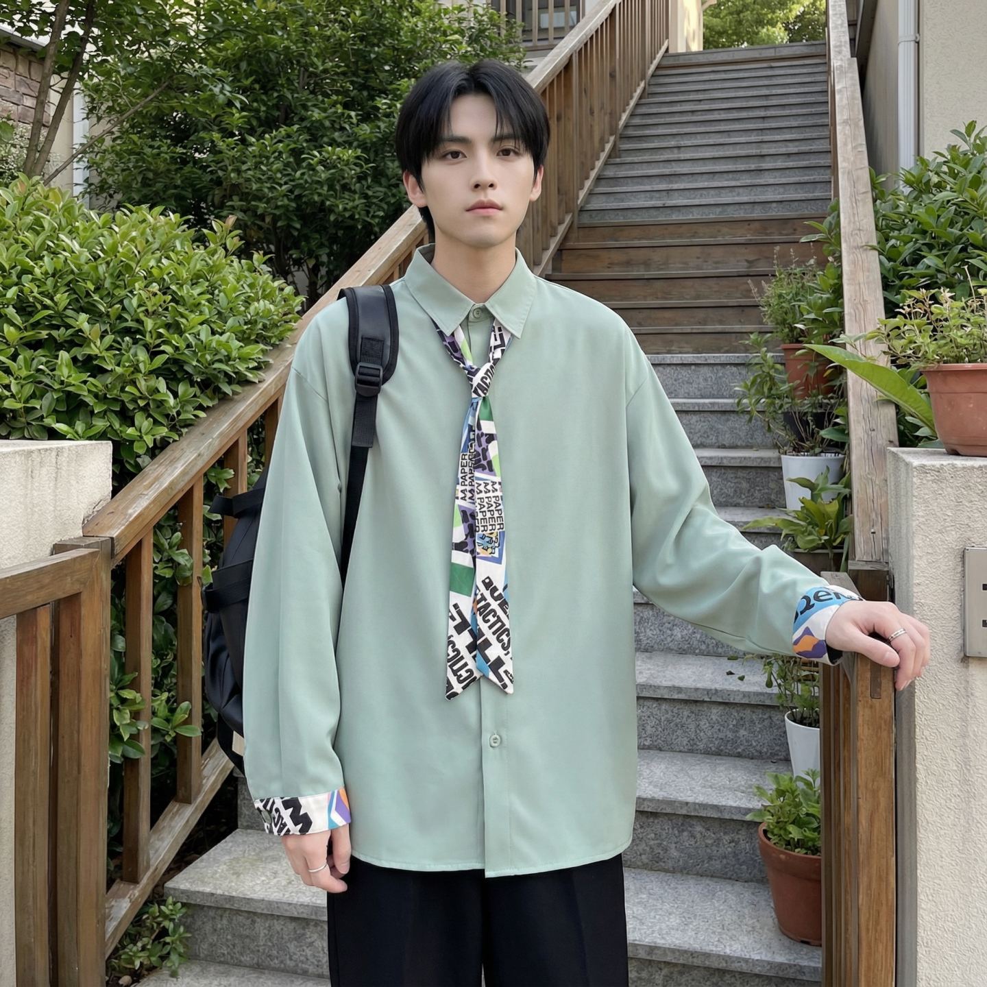 现货长袖衬衫男潮流带领带帅气港风高级感情侣衬衣FA32-P55,男装衬衫,星座1017