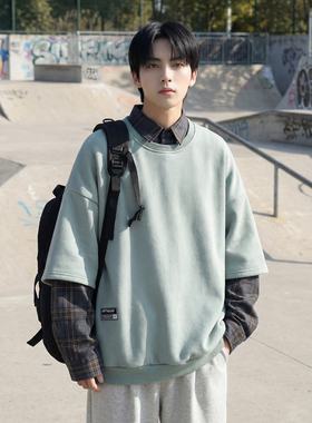 现货 2026春款假两件卫衣衬衫领复古vibe格子美式外套  A5613-P65