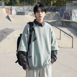 现货 2026春款假两件卫衣衬衫领复古vibe格子美式外套 A5613-P65，男装衬衫，星座1017