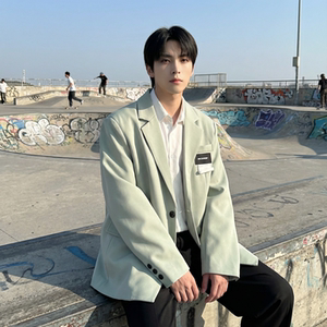 现货休闲西服男春秋宽松大码潮高级感痞帅外套西装 JK342-P98，男装西服套装，星座1017