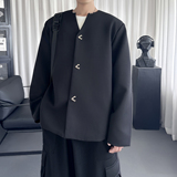 新货金属扣小众设计高级感痞帅宽松垫肩夹克外套上衣F2102-P118，男装夹克，星座1017