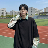 现货慵懒假两件衬衫领卫衣日系情侣碎花上衣A881-P65，男装衬衫，星座1017