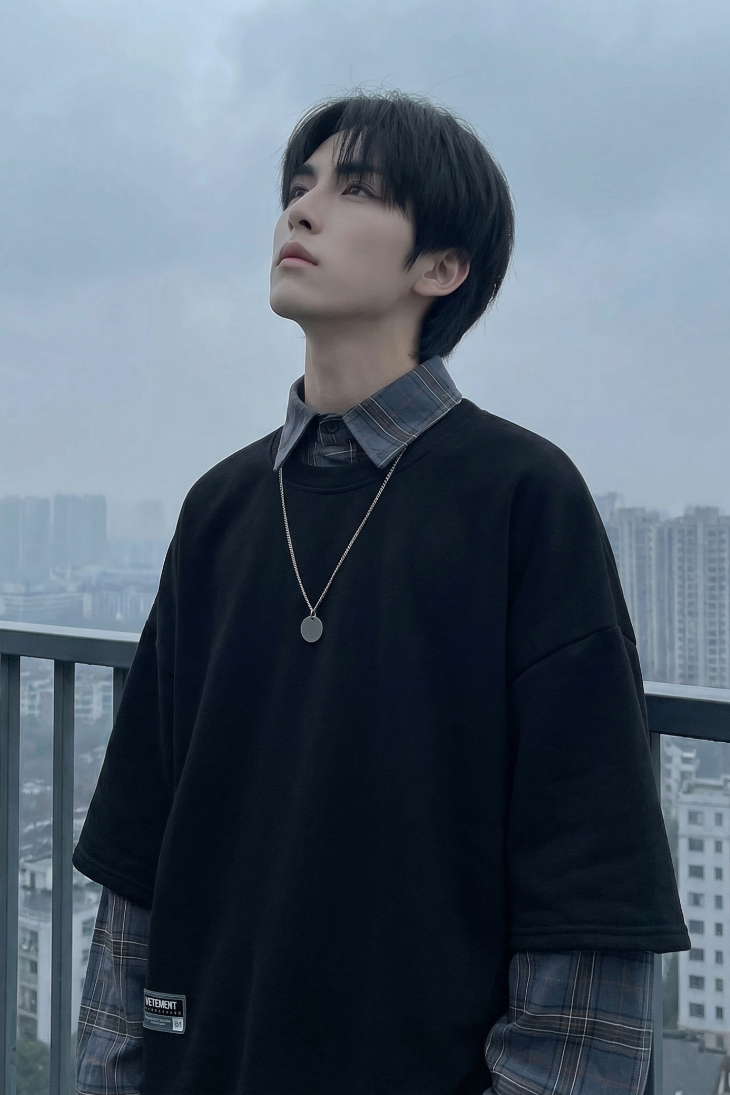现货2026春款假两件卫衣衬衫领复古vibe格子美式外套A5613-P65,男装衬衫,星座1017