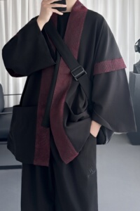 现货 春秋风蟒纹印花拼接男士道袍汉服 D3206-P78图片