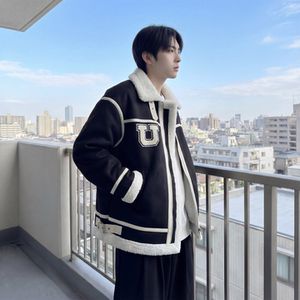 现货 皮毛一体外套冬季校园宽松棉服潮男大码棉衣 4725-P115图片