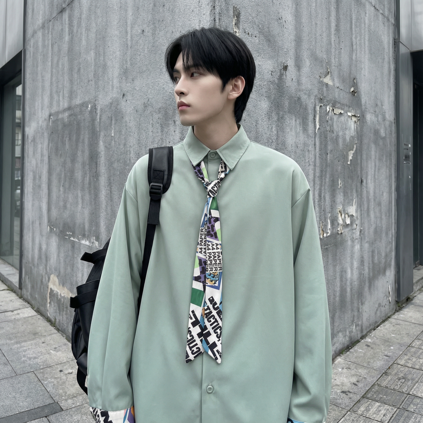 现货长袖衬衫男潮流带领带帅气港风高级感情侣衬衣FA32-P55，男装衬衫，星座1017