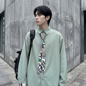 现货长袖衬衫男潮流带领带帅气港风高级感情侣衬衣 FA32-P55，男装衬衫，星座1017