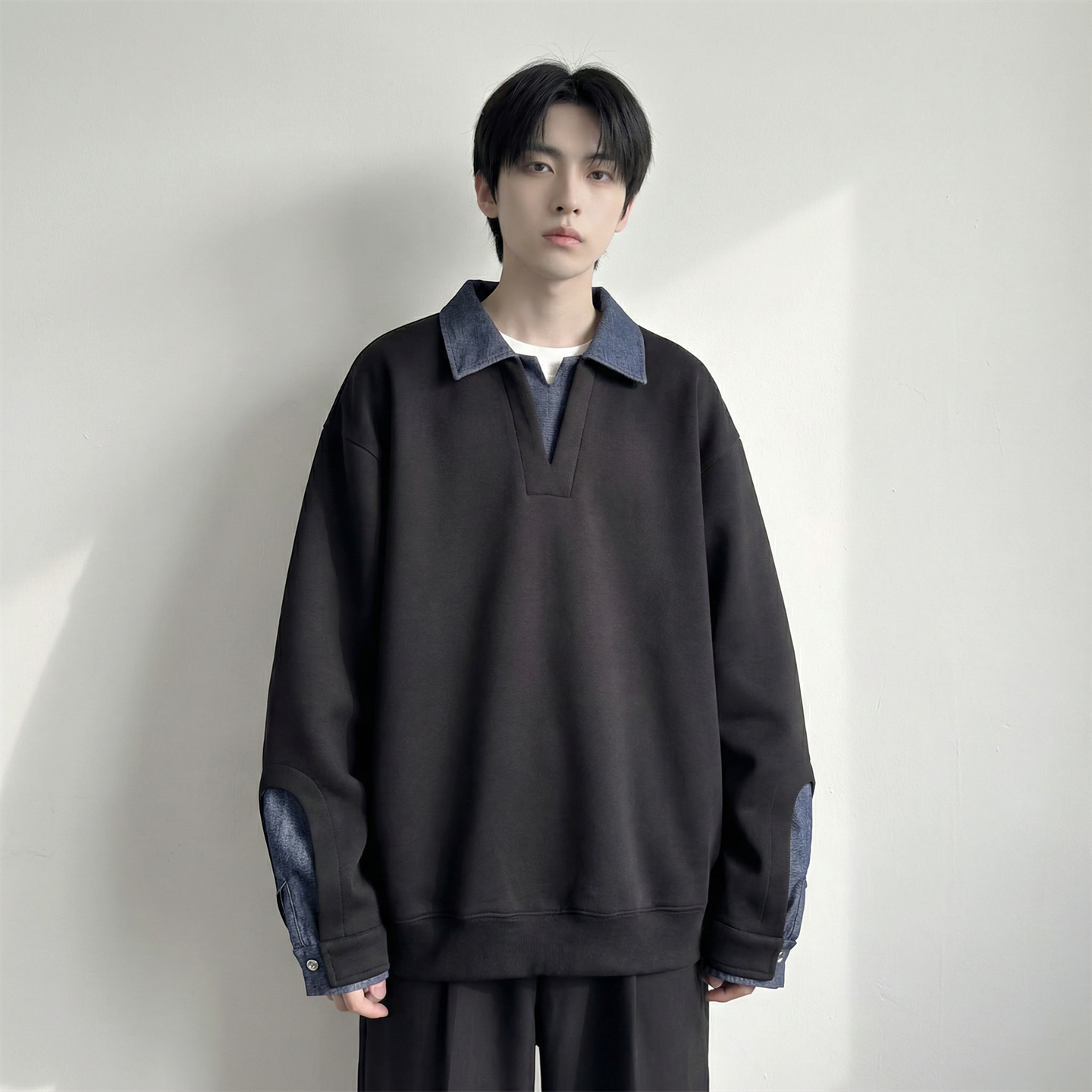 现货春季新款翻领高级感衬衫领上衣长袖卫衣男装潮WY212-P68,男装衬衫,星座1017