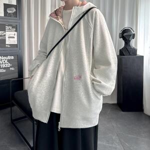 连帽开衫卫衣新款宽松慵懒风情侣格纹拼接休闲外套  WY745-P70图片