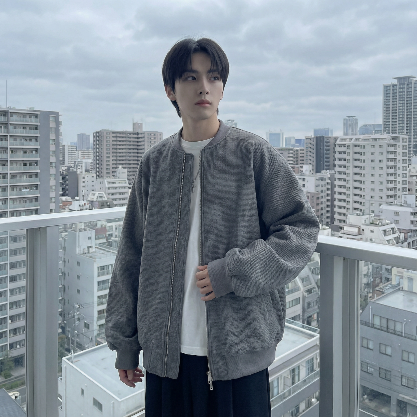 现货2026日系痞帅华夫格宽松休闲棒球立领夹克衫外套NK828-P89，男装夹克，星座1017