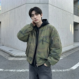 现货迷彩假两件棉服重磅水洗飞行服街头风外套M9881-P148，男装棉衣，星座1017