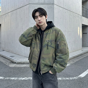 现货 迷彩假两件棉服重磅水洗飞行服街头风外套 M9881-P148图片