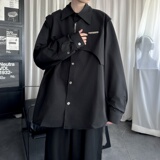设计感解构拼接白色长袖衬衫男潮牌春秋美式外套AC033-P68，男装衬衫，星座1017