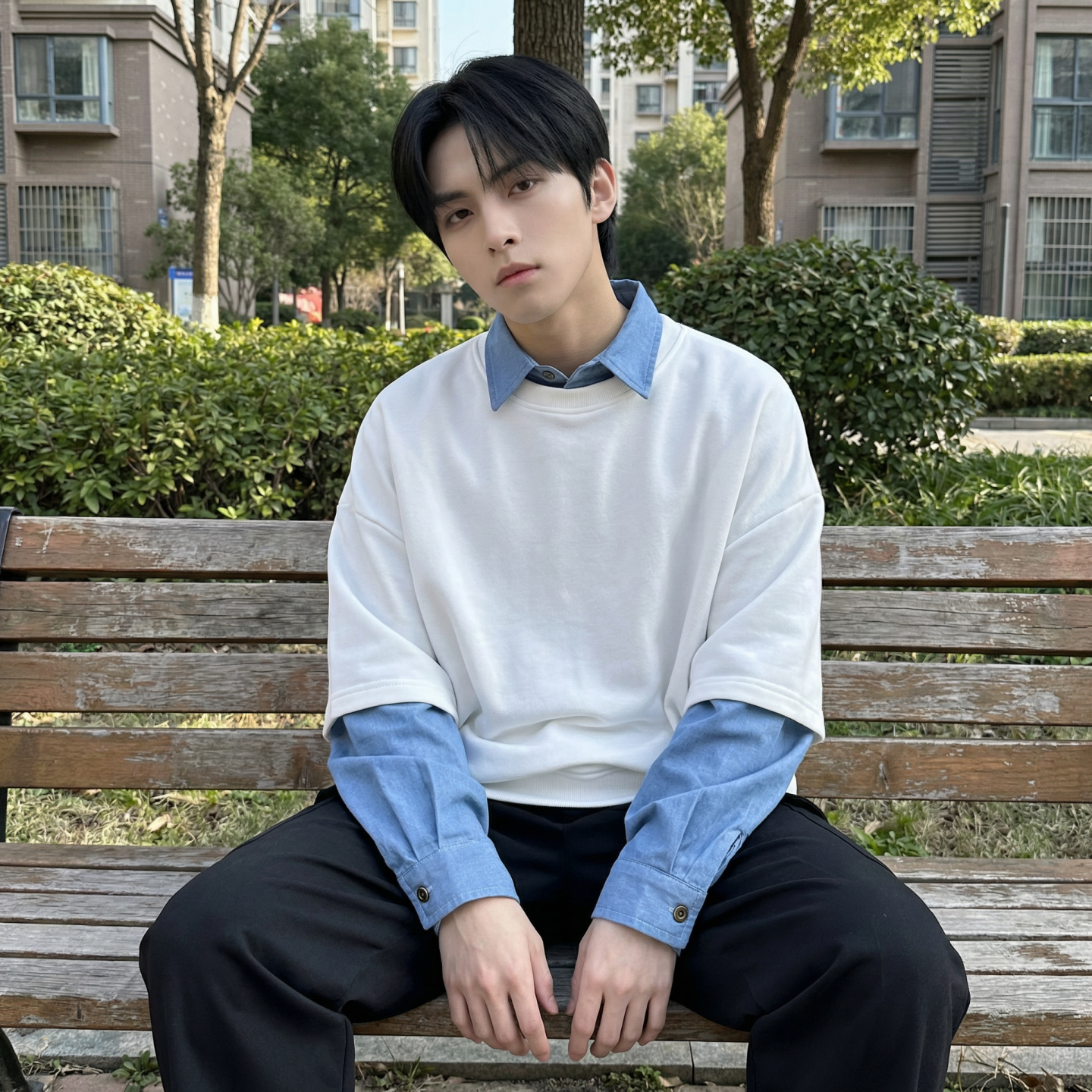 2026春款假两件卫衣衬衫领复古vibe格子美式外套CR447-P68,男装衬衫,星座1017