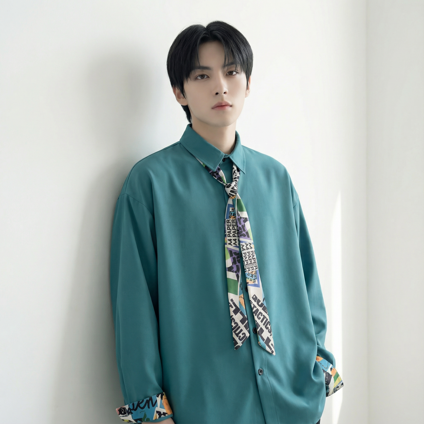 现货长袖衬衫男潮流带领带帅气港风高级感情侣衬衣FA32-P55，男装衬衫，星座1017