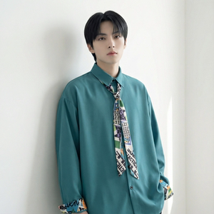 现货长袖衬衫男潮流带领带帅气港风高级感情侣衬衣 FA32-P55，男装衬衫，星座1017