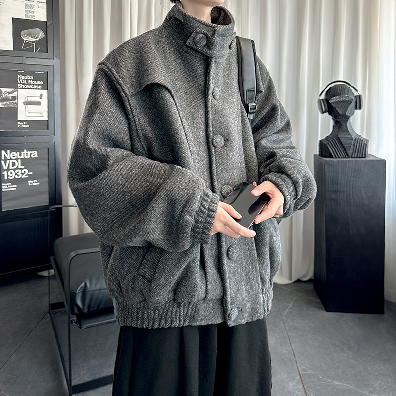 美式复古羊毛加厚休闲外套男韩版宽松立领短款外套潮DK801-P118,男装夹克,星座1017