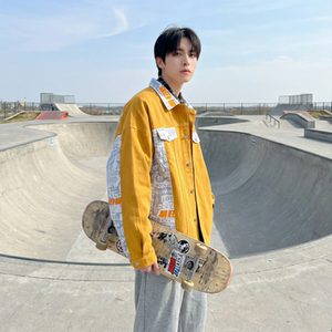 现货 2026春季痞帅拼接设计感翻领夹克高级感潮流外套 J24-P75，男装夹克，星座1017