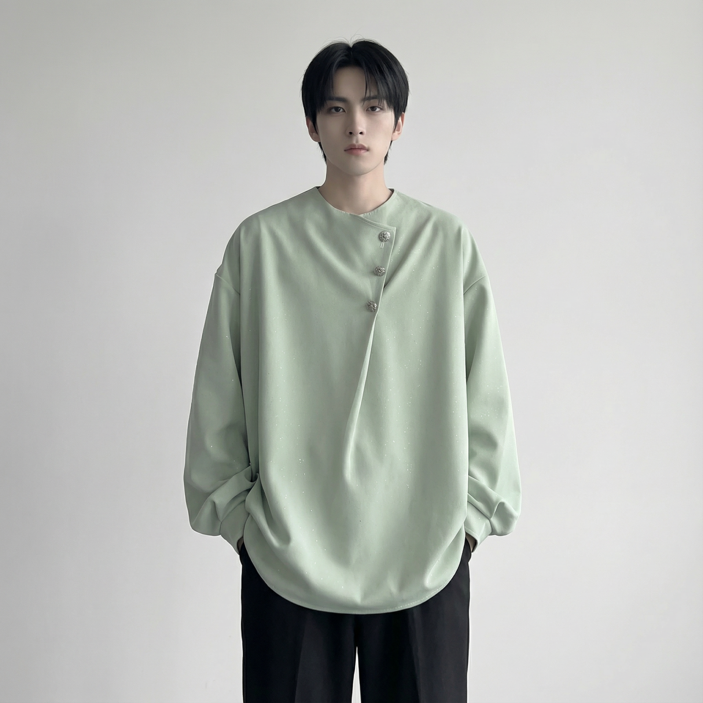 现货新中式痞帅衬衣高级感小香风衬衫微闪潮流痞帅衬衣A903-P68，男装衬衫，星座1017