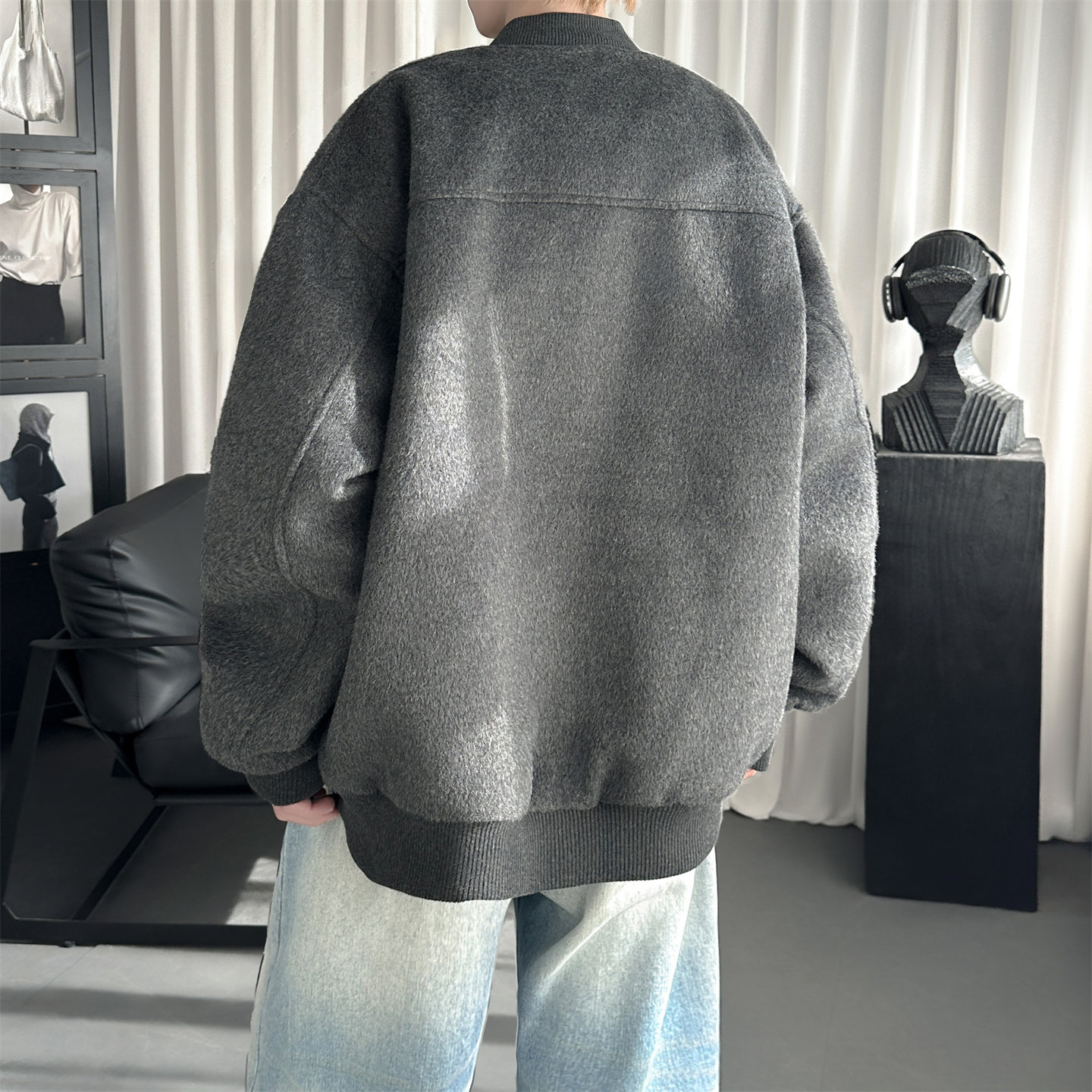 现货美式毛呢夹克棉服加厚高级痞帅夹棉棒球服短款外套Q955-P138,男装夹克,星座1017