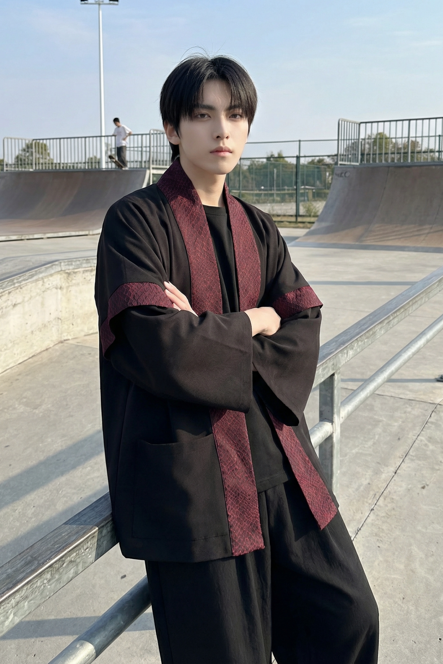 现货春秋风蟒纹印花拼接男士道袍汉服D3206-P78,男装民族服装,星座1017
