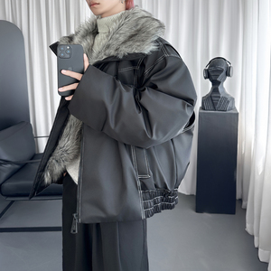 座山雕外套棉服男女款秋冬季夹克痞帅设计感毛领棉衣 M9291-P158，男装夹克，星座1017