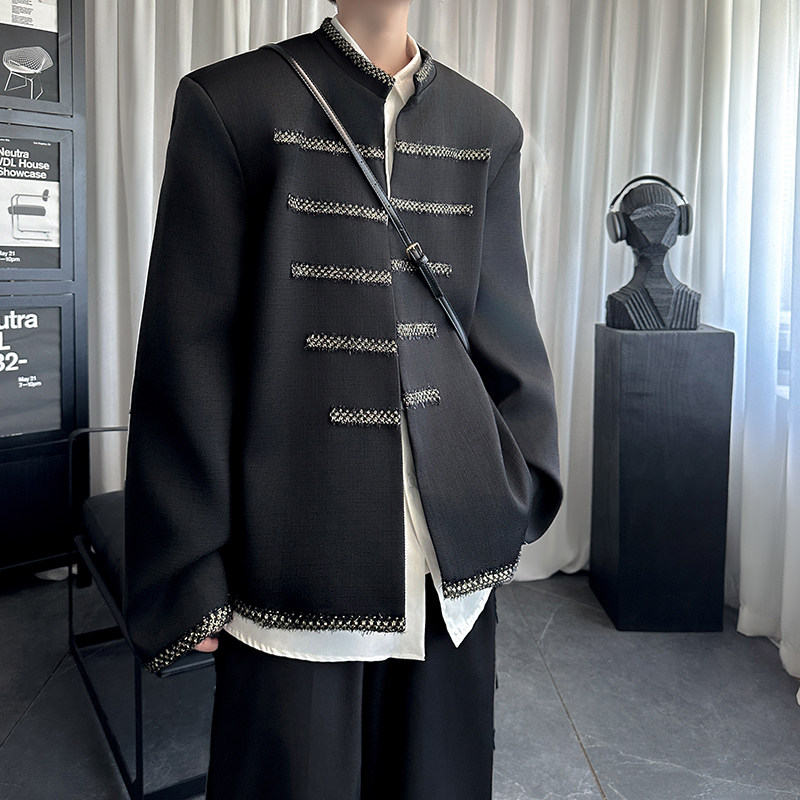 新中式立领外套男高级感男士街头潮流痞帅小众垫肩夹克DP89-P98,男装夹克,星座1017