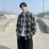 现货2026春复古美式格子长袖衬衫毛边宽松衬衣SC245-P58，男装衬衫，星座1017