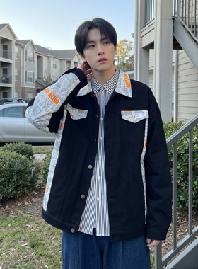 现货 2026春季痞帅拼接设计感翻领夹克高级感潮流外套  J24-P75