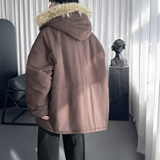 抗静电防泼水保暖座山雕毛领连帽派克棉服中长款M2733-P158，男装棉衣，星座1017