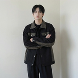 现货2026春季痞帅拼接设计感翻领夹克高级感潮流外套J46-P75，男装夹克，星座1017