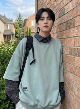 现货 2026春款假两件卫衣衬衫领复古vibe格子美式外套  A5613-P65