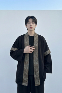 现货 春秋风蟒纹印花拼接男士道袍汉服 D3206-P78图片