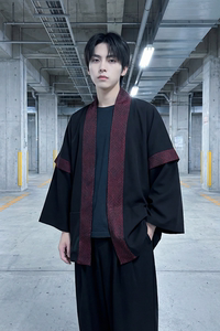 现货 春秋风蟒纹印花拼接男士道袍汉服 D3206-P78图片
