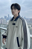 现货2026三条杠翻领夹克男宽松休闲运动外套现货R238-P68，男装夹克，星座1017