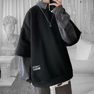 现货 2026春款假两件卫衣衬衫领复古vibe格子美式外套 A5613-P65，男装衬衫，星座1017