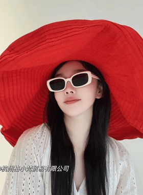 25cm超大帽檐夏季遮脸帽子透气夏天防紫外线遮阳帽可塑型时尚帽女