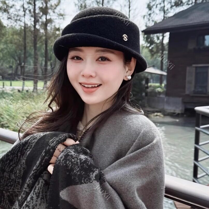 法式千金风黑色礼帽女秋季高级感百搭显脸小圆顶帽子优雅气质