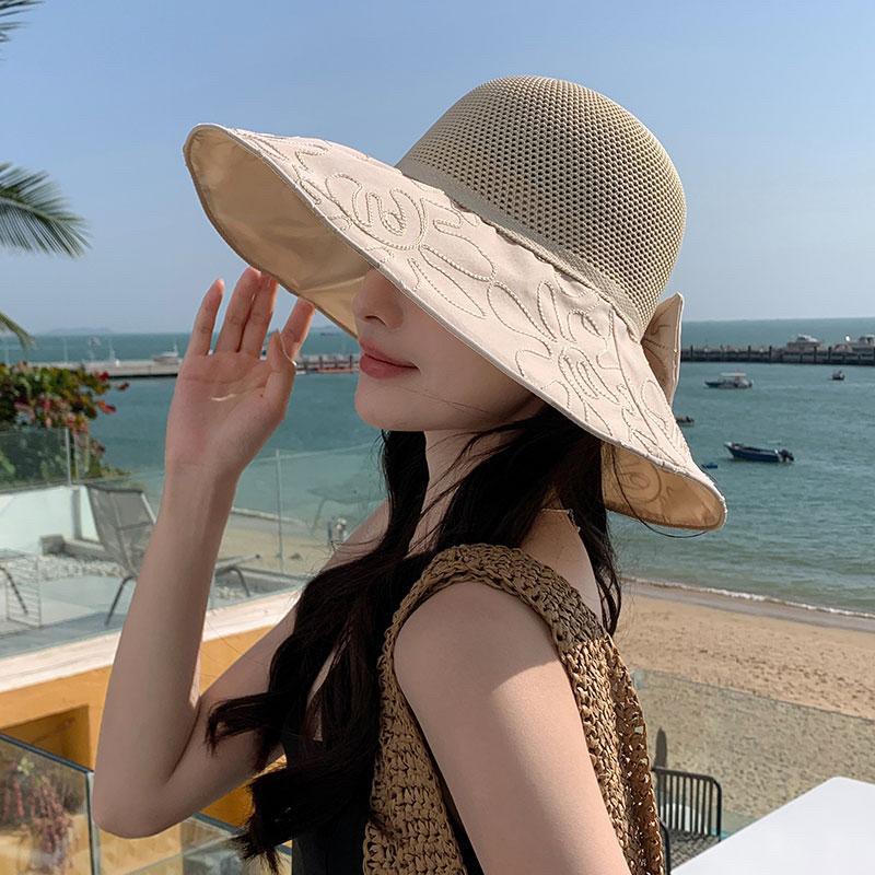 防紫外线太阳帽子女旅游度假UV防晒涂层遮阳帽夏透气可折叠渔夫帽