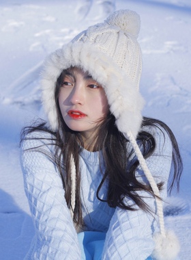 毛线帽子雷锋帽NV兔毛绒
