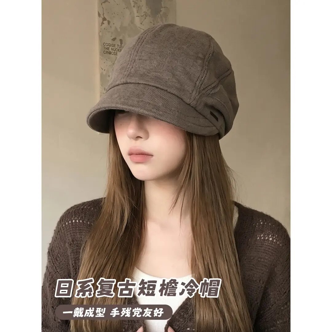 大头星球韩版纯色堆堆帽女早秋薄款透气显脸小包头帽休闲冷帽图片