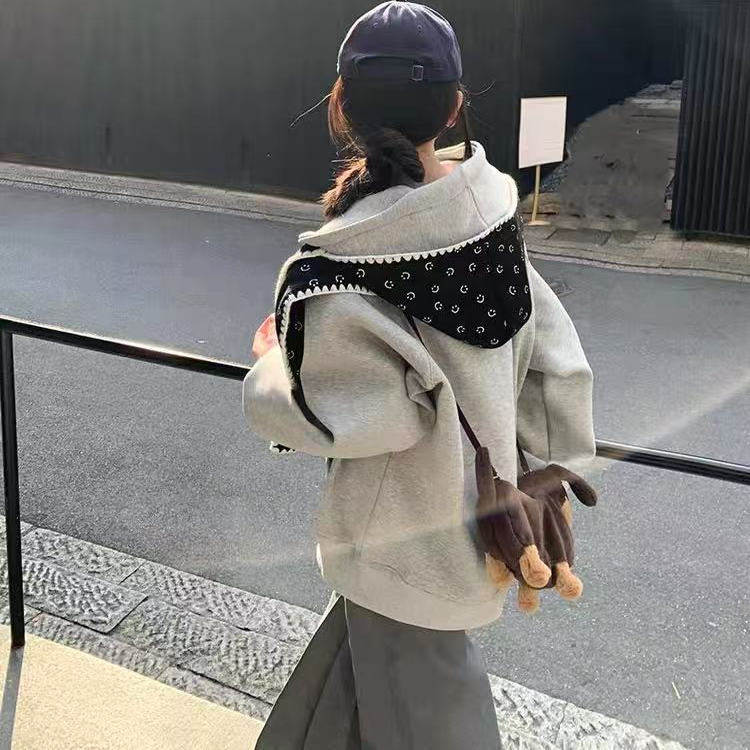韩版复古笑脸围巾帽子一体女秋冬保暖护耳包头帽显脸小一体帽子男