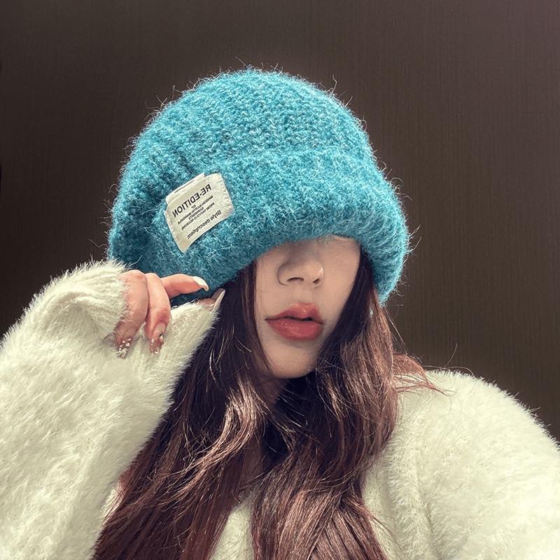 帽子女2024新款冬季保暖毛线帽大头围显脸小宽松护耳针织帽韩版潮
