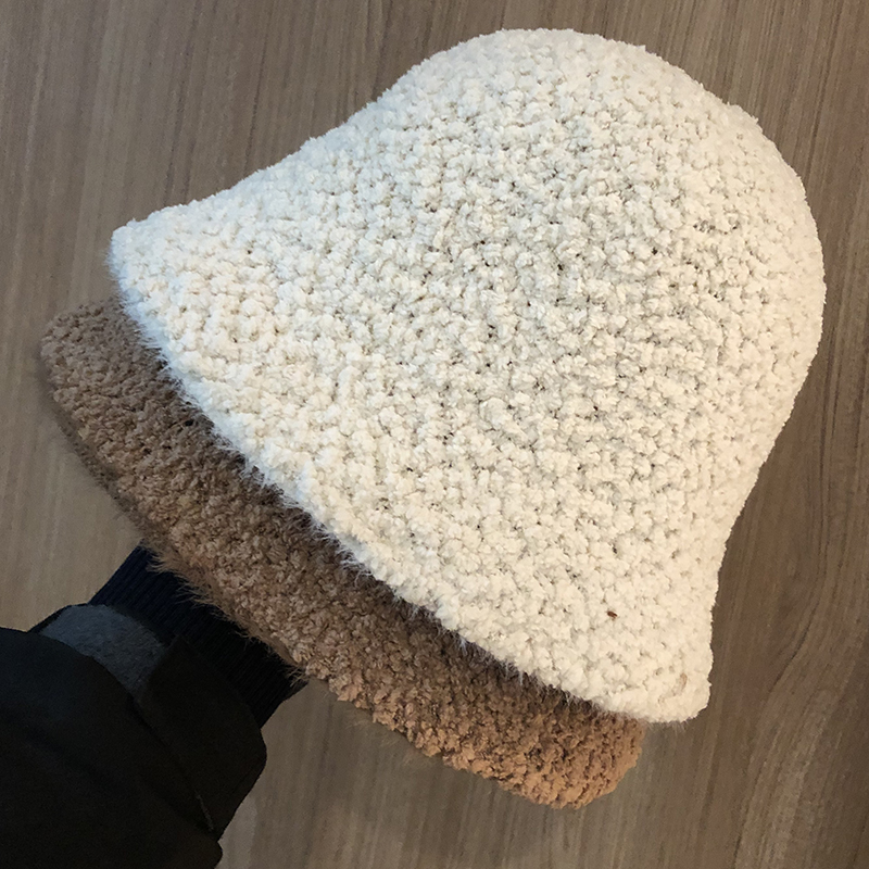 帽子女秋冬季渔夫帽羊毛盆帽毛绒