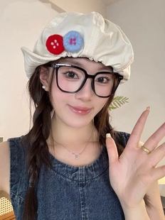 （一帽五戴 ）复古日系棉麻八角云朵帽彩色毛毡纽扣贝雷帽女