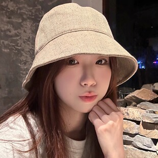 早秋纯色小香风编织渔夫帽女素颜显脸小男渔夫帽百搭休闲帽子日韩