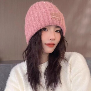 减龄气质帽搭秋冬季简约针织毛线帽大头大脸保暖帽子纯欲显脸小
