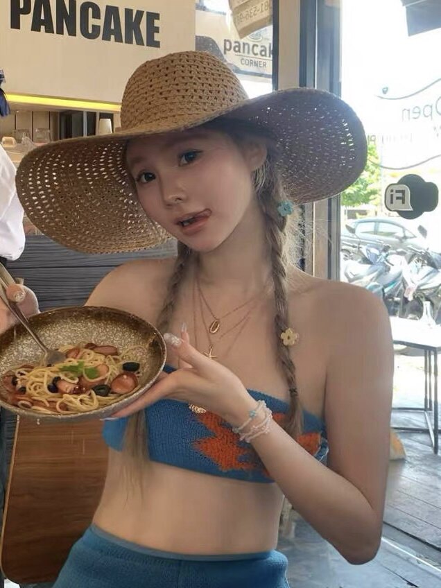 韩国ins博主~大帽檐镂空透气草帽女款英伦复古夏季防晒遮阳草编帽