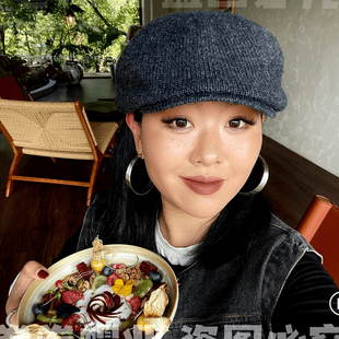 大头围56到63美式 针织显脸小画家帽 街头复古前进帽子英伦贝雷时尚